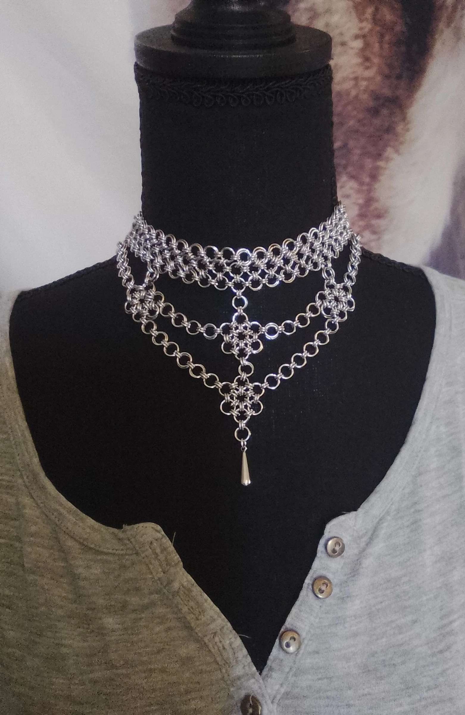 Collier choker décolleté chainmail japonais Style gothique 